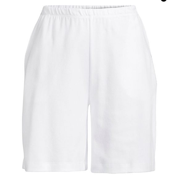 NWT Lands End Womens White Stretch Cotton Knit Comfort Pocket Shorts 3X PLUS - Picture 1 of 9